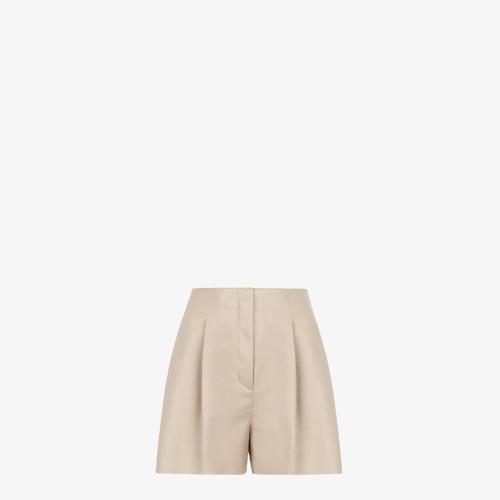  FENDI芬迪 22年秋冬 女士 短褲 米色納帕皮短褲 FPP925NBAF0AU5