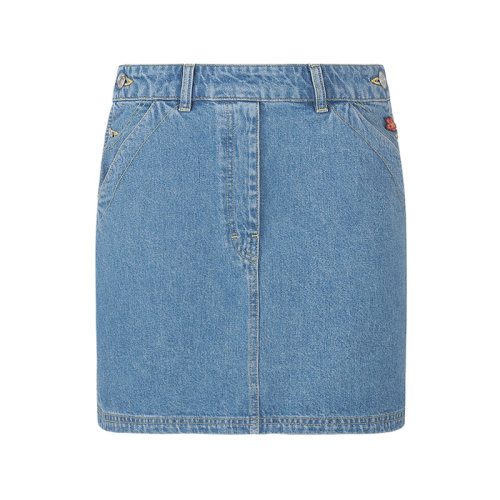 KENZO/高田賢三 【22秋冬新款】 女士BOKE系列棉質(zhì)牛仔裙子短裙迷你裙花朵徽章刺繡 2DJ267 9IB