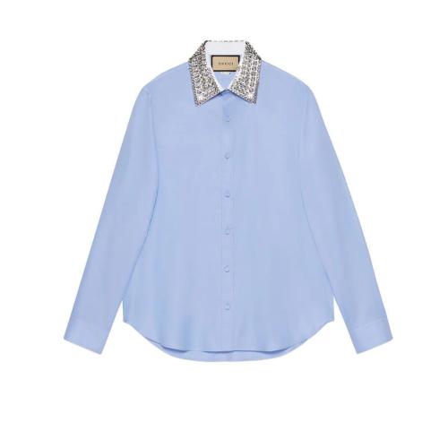  GUCCI古馳 22年秋冬 男士 飾水晶衣領(lǐng)牛津棉襯衫 720538 ZAK5U 4990