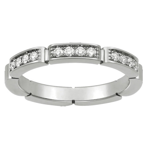 CARTIER/卡地亞 MAILLON PANTHèRE 白金鑲嵌鉆石結(jié)婚戒指B4221000