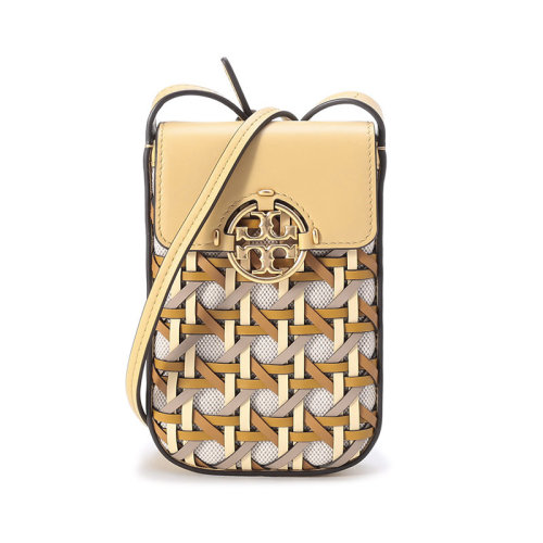 Tory Burch/湯麗柏琦【22年新款】TB女包 MILLER系列皮革/織物編織單肩斜挎包手機包雙T LOGO 86378