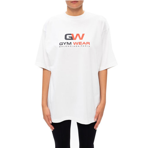 Balenciaga/巴黎世家  女士白色棉質(zhì)經(jīng)典時(shí)尚百搭圓領(lǐng)短袖T恤 620941 TIVD5 9000