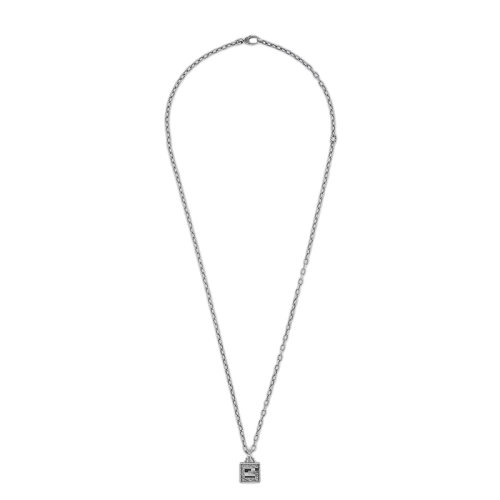 GUCCI/古馳 經(jīng)典款 復(fù)古做舊925純銀方形G鏤空吊墜項(xiàng)鏈552768J84000811