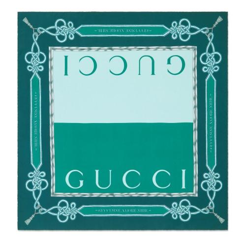  GUCCI古馳 22年秋冬 男士 雙Gucci印花真絲圍巾 694688 4G001 4469
