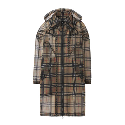 BURBERRY/博柏利 Vintage 格紋網(wǎng)眼布風(fēng)雪大衣 女士風(fēng)衣 80428661