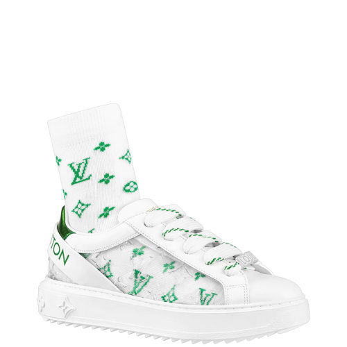 Louis Vuitton/路易威登 22年早春新款 TIME OUT系列 女士白色/綠色小牛皮透明設(shè)計運動鞋1A9Q08