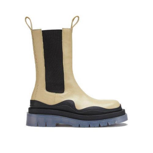 Bottega Veneta/葆蝶家  厚底切爾西靴 女鞋 奶白色透明鞋底高筒靴