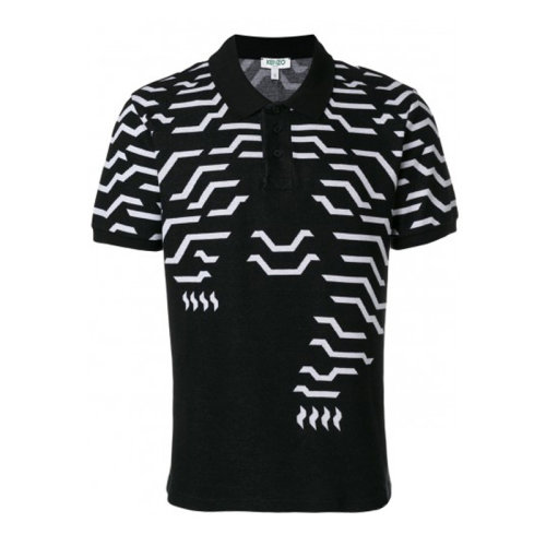 Kenzo 高田賢三  男士黑色棉質(zhì)花紋波浪印花裝飾時(shí)尚短袖T恤