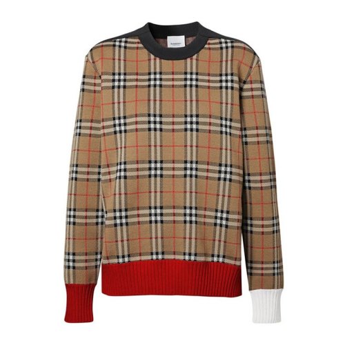  BURBERRY/博柏利 女士格紋羊毛針織衫/毛衣 8024065 PLFSX