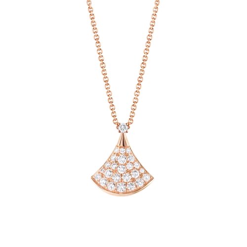 BVLGARI/寶格麗 DIVAS'DREAM經(jīng)典款18K金玫瑰金鑲滿鉆 小扇子項鏈 351051