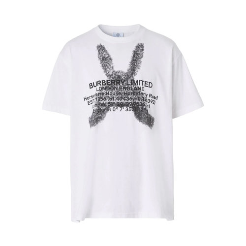 BURBERRY/博柏利 男士白色棉質(zhì)字母徽標印花裝飾圓領(lǐng)短袖上衣T恤 8049565