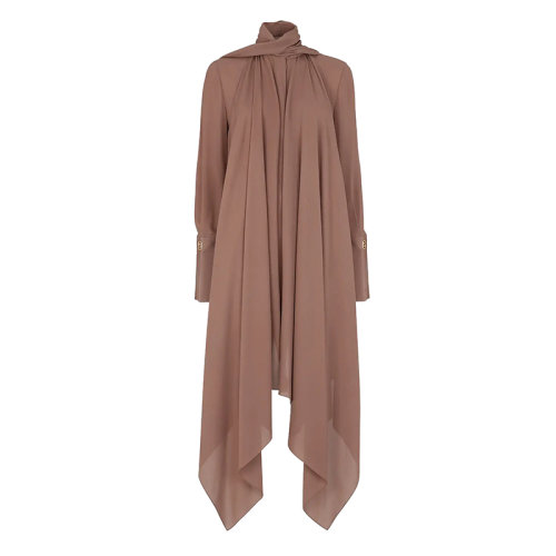 FENDI/芬迪 女士紫紅色真絲喬其紗長圍巾領的流體襯衫FS7481AGU3F1EPS