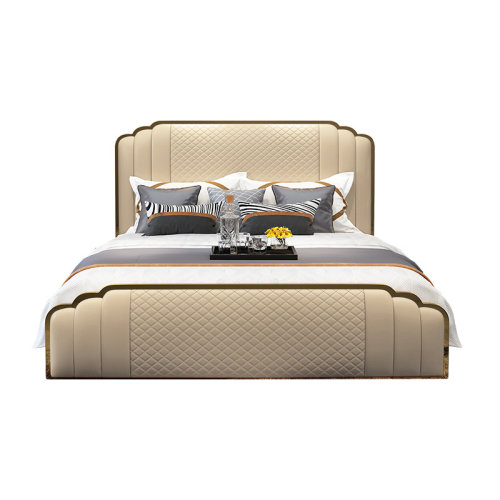 GeleiStory/GeleiStory  輕奢后現(xiàn)代港式真皮床美意式主臥雙人皮床現(xiàn)代簡(jiǎn)約樣板間儲(chǔ)物婚床   家具家裝＞臥室家具＞床