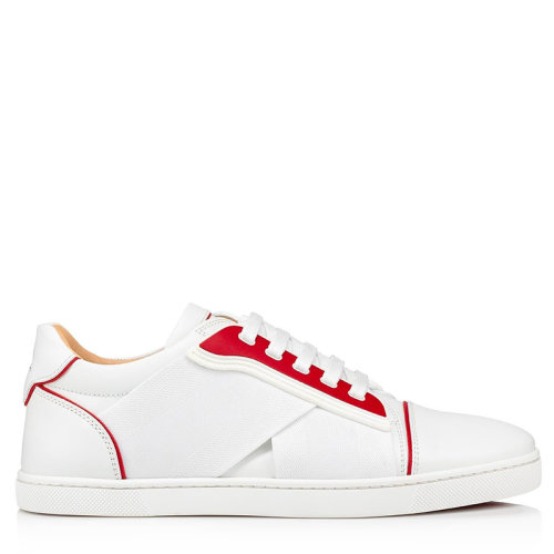 Christian Louboutin/克里斯提魯布托 女士紅色和白色小牛皮低幫運(yùn)動(dòng)鞋