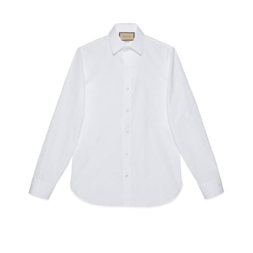  GUCCI古馳 22年秋冬 男士 飾雙G棉府綢襯衫 699557 ZAJOL 9000