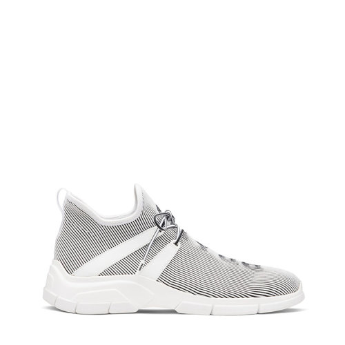 PRADA/普拉達(dá) 白色/黑色 男士彈力織物休閑運(yùn)動鞋 4E3492_3L5H_F0964