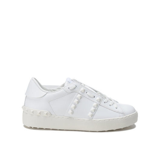 Valentino/華倫天奴【22春夏新款】女士皮革鉚釘裝飾系帶休閑運動鞋板鞋小白鞋 XW2S0A01 YEK