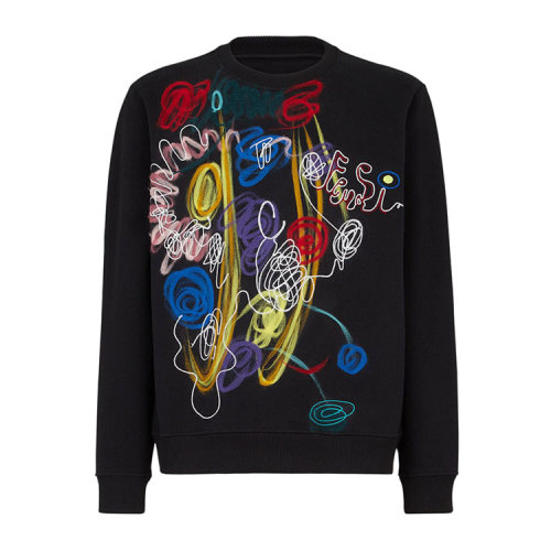 FENDI/芬迪 運(yùn)動(dòng)衫 黑色針織運(yùn)動(dòng)衫男衛(wèi)衣FY0178AH0R