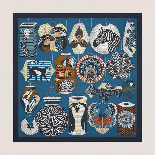  HERMES愛馬仕 22年秋冬 女士 圍巾 Carre 90 Lanternes， Ballons et Cocardes H003918S 01