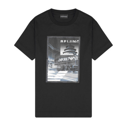 Emporio Armani 男士 黑色 圖片印花T恤  6H1TA3-1JDXZ-0011