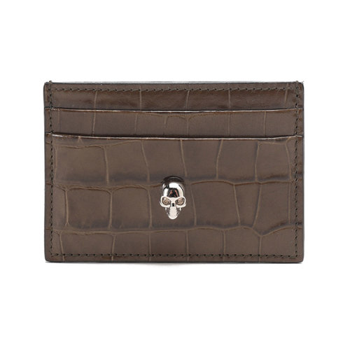 Alexander McQueen/亞歷山大麥昆【22春夏新款】女士皮革Skull卡包卡夾 632038 1JMVX