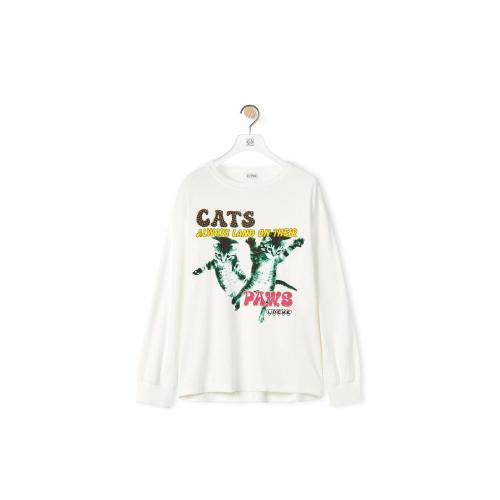  LOEWE羅意威 22年秋冬 女士 長(zhǎng)袖T恤 Long sleeve Cats print T-shirt in cotton S359Y22X26-2