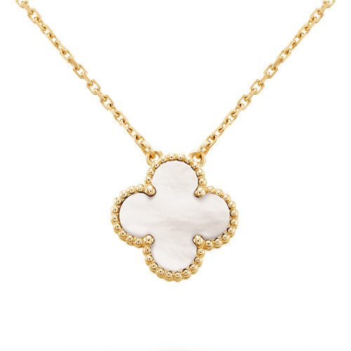Van Cleef & Arpels/梵克雅寶 經(jīng)典Vintage Alhambra系列 18k金黃金鑲白色珍珠母貝四葉草吊墜VCARA45900