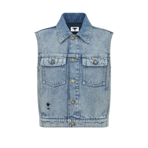 DIOR/迪奧 22年春夏新款 女士藍色純棉牛仔布無袖夾克牛仔外套222G01A3518_X5894