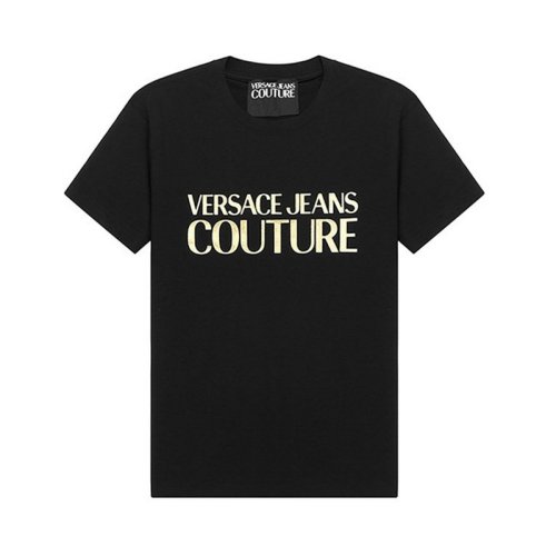  VERSACE JEANS COUTURE 男士黑色棉質(zhì)短袖T恤 71GAHT04 CJ00T G89 PLFSX