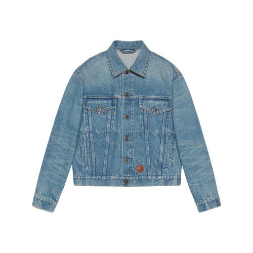 GUCCI/古馳 古琦男裝 時(shí)尚百搭 男士 藍(lán)色棉質(zhì)牛仔夾克外套 594850 XDBK0 4452 HJH0012BC