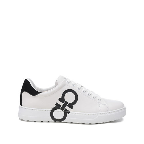 Salvatore Ferragamo/菲拉格慕【22年新款】 男士皮革系帶休閑運動鞋板鞋小白鞋Gancini圖案 07473