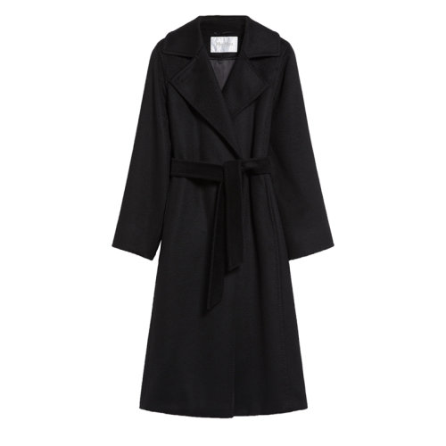 MaxMara/麥絲瑪拉 22年秋冬新款 MANUELA系列 女士黑色駱駝毛浴袍大衣1016072906002