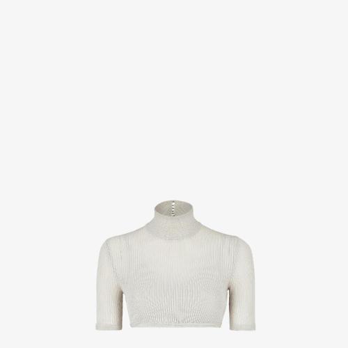  FENDI芬迪 22年秋冬 女士 針織衫 灰色人造絲上衣 FZX793AJFHF1H3C