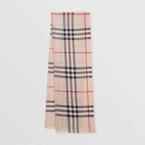  BURBERRY 22年秋冬 女士 格紋絲毛混紡輕盈圍巾 80558581