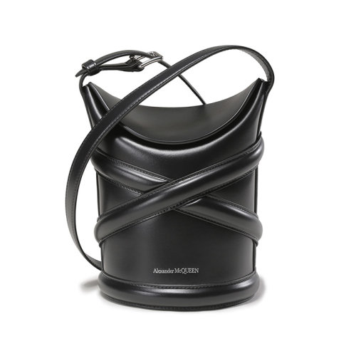 Alexander McQueen/亞歷山大麥昆 【22秋冬新款】 女士牛皮革The Curve單肩斜挎包水桶包 656467 1YB40