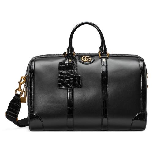  GUCCI古馳 22年秋冬 男士 飾雙G鱷魚皮滾邊旅行袋 710860 AAATE 1000