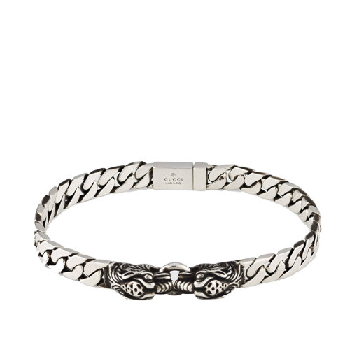GUCCI/古馳   925銀虎頭雕刻圖案按扣手鏈627278J84000701