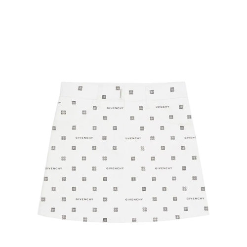 Givenchy/紀(jì)梵希 22年秋冬新款 迪士尼聯(lián)名系列 女士白色棉質(zhì)飾品牌4G圖案印花金屬條扣提花迷你裙BW40KR50TC-116