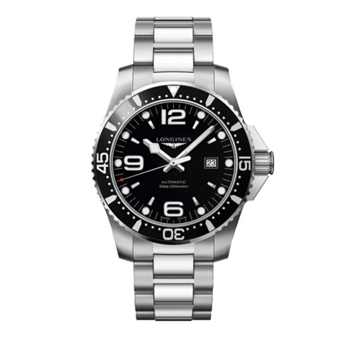 LONGINES/浪琴 康卡斯?jié)撍盗?自動(dòng)機(jī)械黑盤鋼鏈男表44毫米L3.841.4.56.6