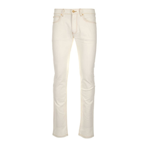 VERSACE/范思哲 男士白色棉質(zhì)混紡彈性纖維直筒褲休閑褲牛仔褲長(zhǎng)褲男褲 A85225-A232941-A8001