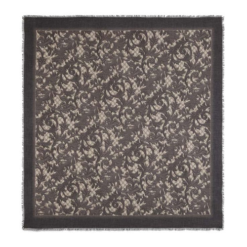 GUCCI/古馳 女士黑色莫代爾真絲混紡大蔓藤花紋末端流蘇披肩圍巾圍脖絲巾方巾 415538-3G856-1079