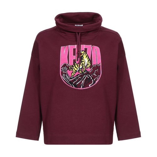 KENZO/高田賢三 女衛(wèi)衣 老虎刺繡棉質(zhì)高領(lǐng)長袖衛(wèi)衣運動衫 2SW609 4X5