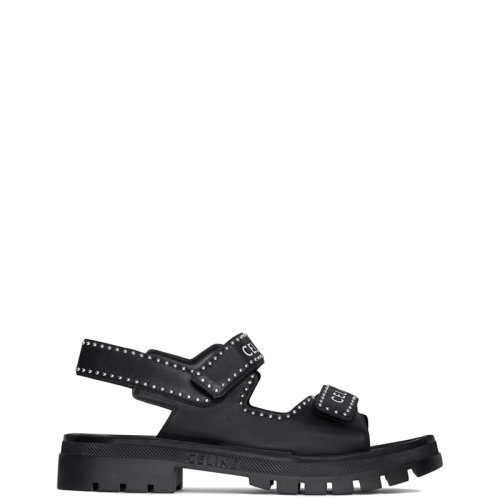 CELINE/賽琳 22年春夏新款 LEO系列 男士黑色牛皮革飾釘固定帶涼鞋346763338C.38NO