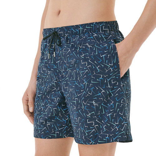 HERMES/愛馬仕 22年秋冬新款 男士墨水藍(lán)色尼龍面料Eclats de H圖案平角游泳短褲H258100H46CSM