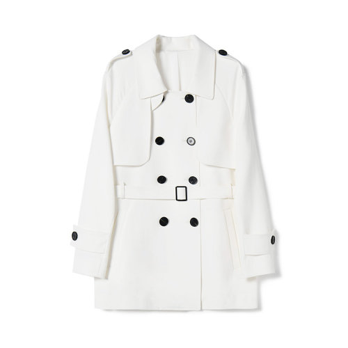 GeleiStory/GeleiStory  秋冬新款小個子休閑百搭通勤氣質(zhì)舒適垂墜中長款顯瘦風衣 女裝＞女士外套＞女士風衣