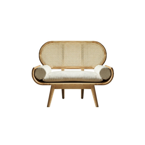 GeleiStory/GeleiStory  簡約現(xiàn)代小戶型布藝沙發(fā)北歐民宿實木三人位家用客廳藤編沙發(fā)椅