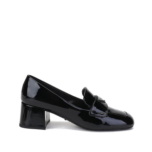 PRADA/普拉達(dá)【22年新款】女士皮革徽標(biāo)裝飾方頭中跟單鞋皮鞋樂福鞋 1D763M 069 F 045