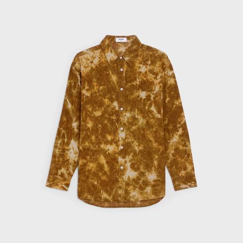  CELINE賽琳思琳 22年秋冬 男士 長袖襯衫 超大扎染絲絨襯衫 2C718407Q.20SK