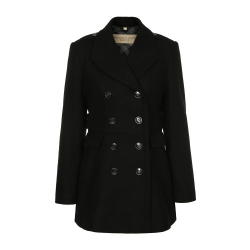 黑色羊毛翻領(lǐng)雙排扣短款外套 BURBERRY/博柏利  巴寶莉 女裝 女士外套 女士大衣