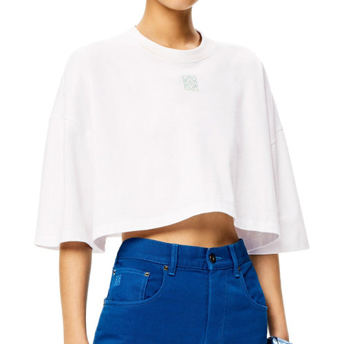 LOEWE/羅意威 22年春夏新款 女士白色純棉Anagram Logo短款T恤S540Y22X16-2100